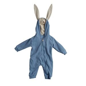 Kids Tales Bunny‎ Romper Baby Boys Girls 12 Months Blue Hooded Jumpsuit Costume
